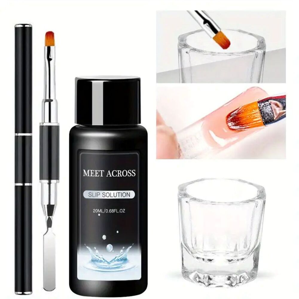 3-Piece Gel Nail Art Set | Double-Ended Brush Pen + Nail Gel + Slip Solution